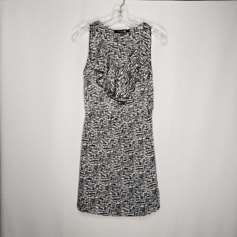 Black and White Forever 21 Sleeveless Ruffle Dress